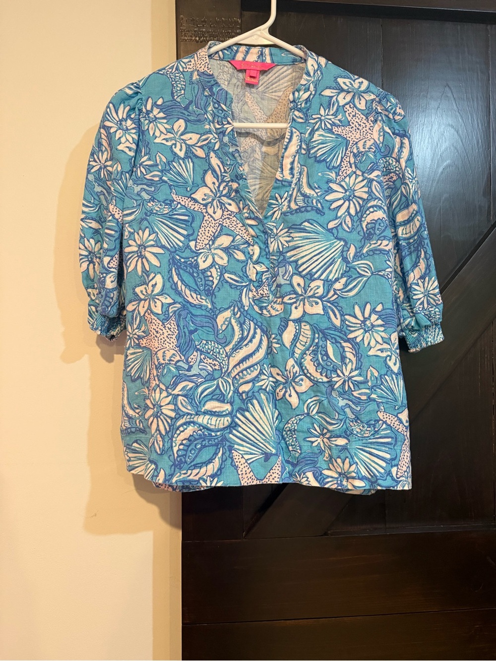 Lilly Pulitzer Blue & White Seashell Floral Tunic